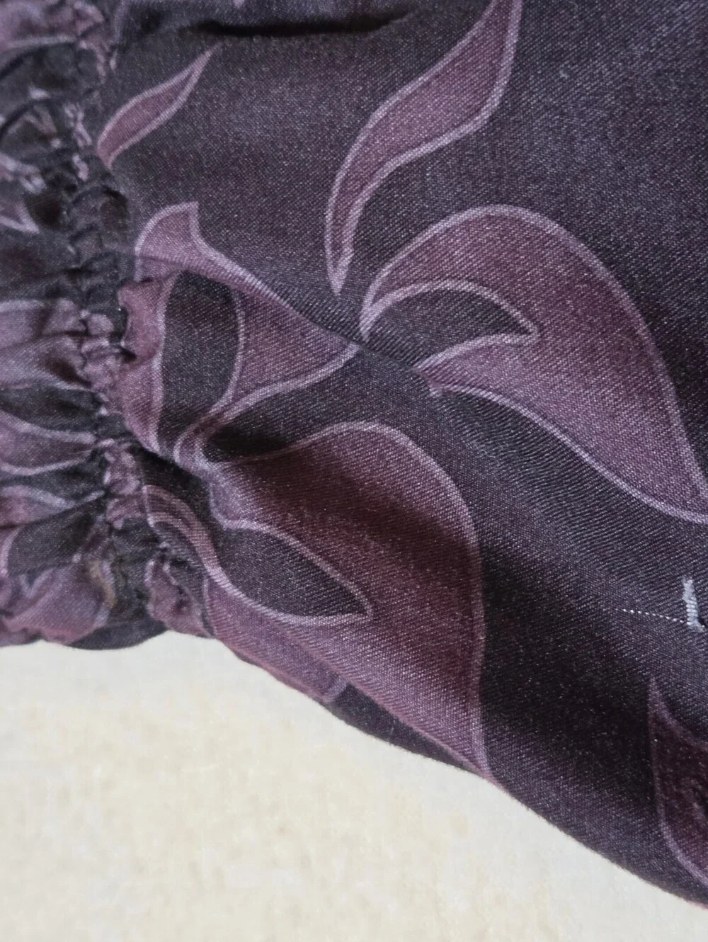 XL Men's Black Purple Floral Swim Trunks with Red Stripe Elastic Waist Cargo